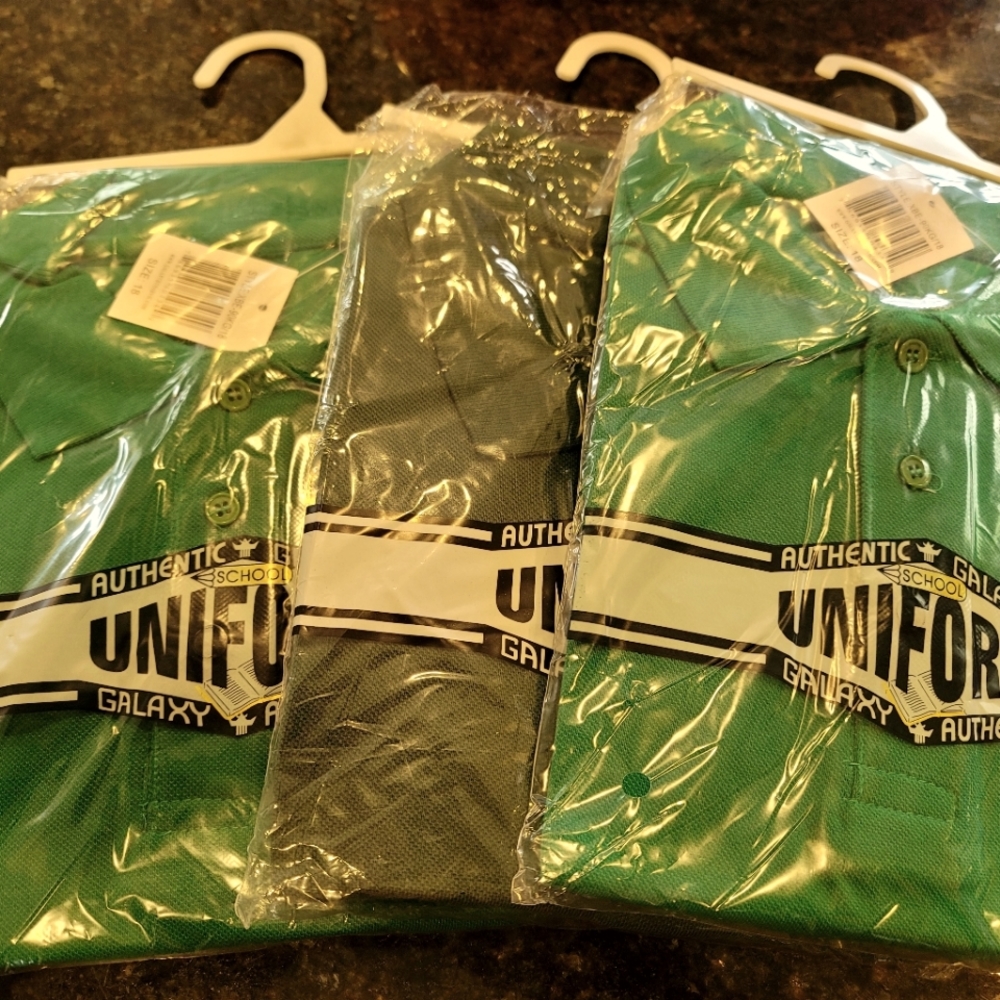 Green uniform shirts x3